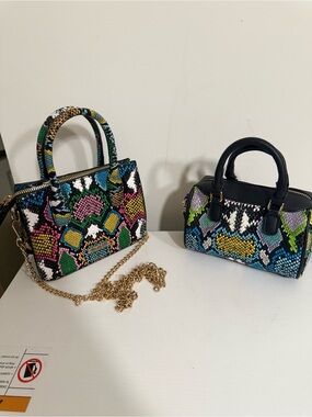 Multicolor Snake-Print Mini Satchel Handbags